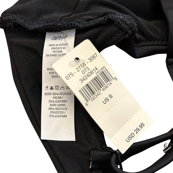 NWT Aerie High Neck Crop Bikini Top Black Size Small - Picture 6 of 7